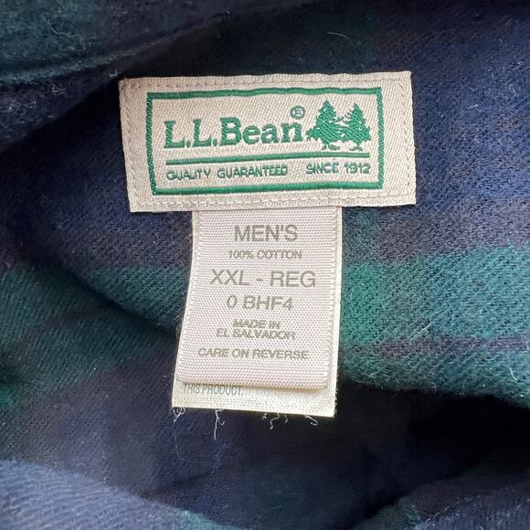 L.L. Bean Flannel Plaid Shirt Blackwatch Tartan Cotton Button Down Preppy - Picture 3 of 6